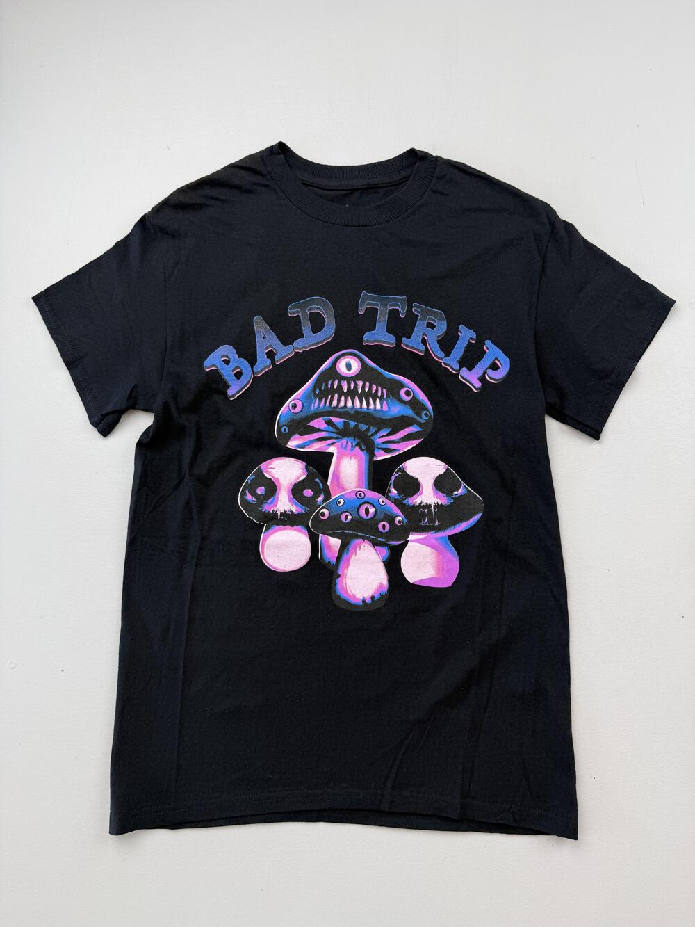 Spencer's Shirt Mens Small Black Bad Trip Mushroom Graphic Tee Psychedelic